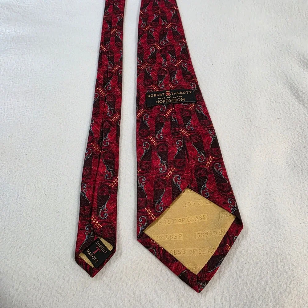 Robert Talbott Best of Class Nordstrom Red Paisley Silk Tie Hand Sewn USA Mens